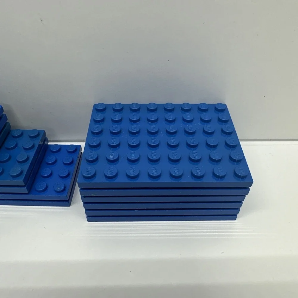 Lego Parts -‎ Plates - 4x4, 4x6, 4x8, 4x10 & 6x8 Blue Lot Of 15